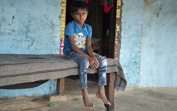 7-year-old Aanand from rural Nepal is blinded by cataracts.