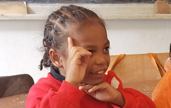 7-year-old Miandra at an inclusive education school in Madagascar.