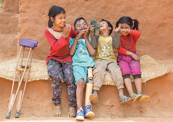 Dinesh in Nepal received a life-changing prosthetic limb. He can now run and play with his friends, and attend school regularly.