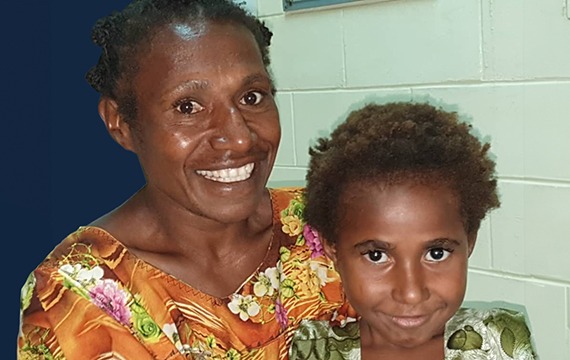 Monica and her mum in Papua New Guinea. You can heelp give Monica sight-saving cataract surgery.