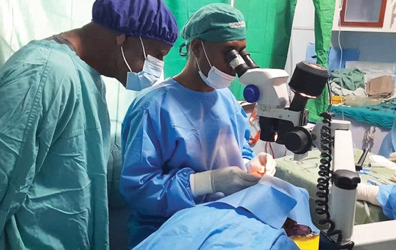 Surgeons performing delicate cataract surgery in Papua New Guinea.