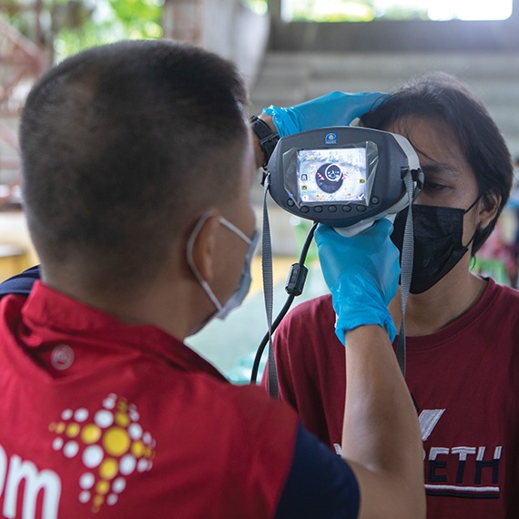 Armon in the Philippines received sight-saving cataract surgery at a cbm-funded hospital.